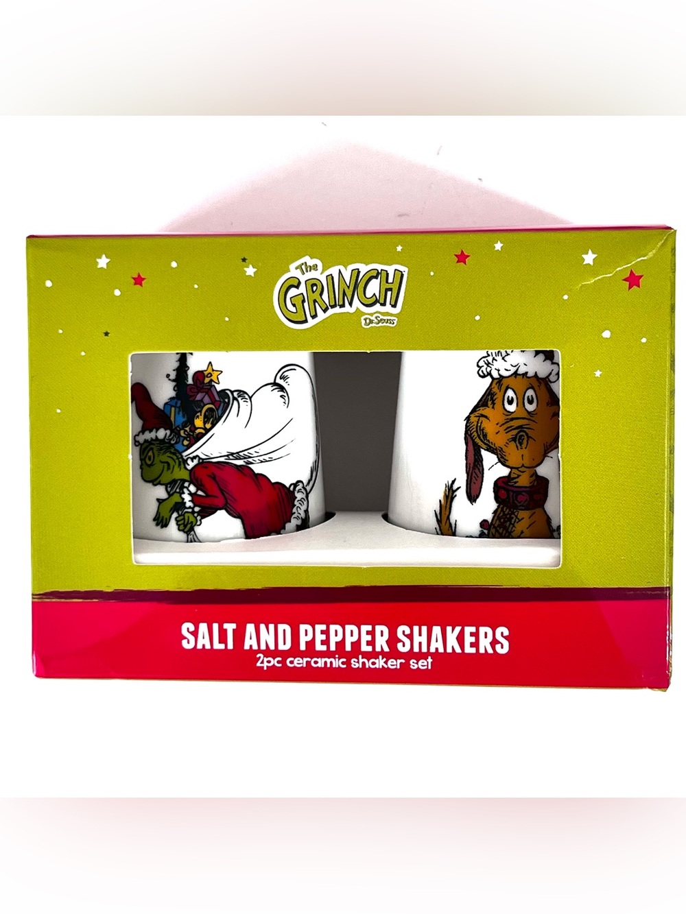 Dr. Suess The Grinch and Max Salt and Pepper Ceramic Shaker Set Christmas 2026